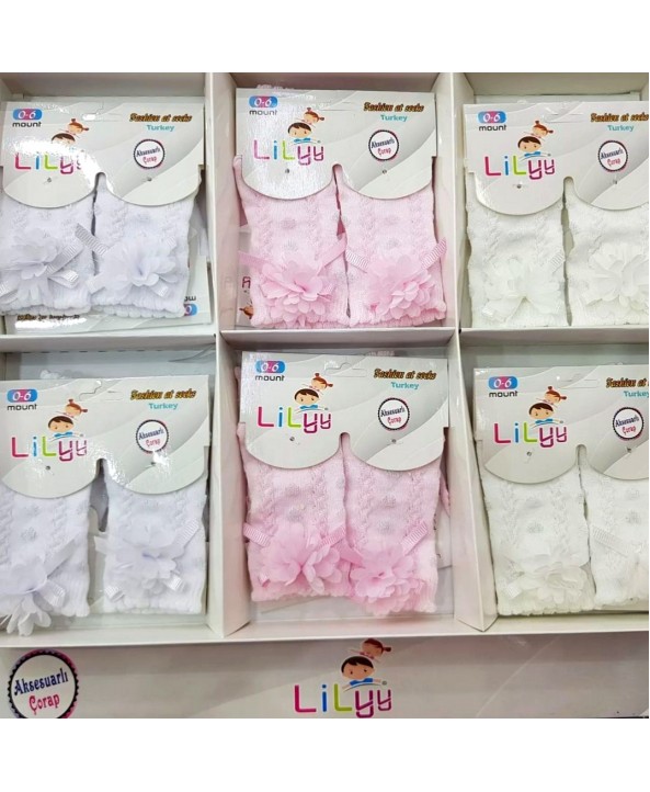 Lilyy бебешки ажурени чорапи с панделка Lilyy бебешки ажурени чорапи с панделка